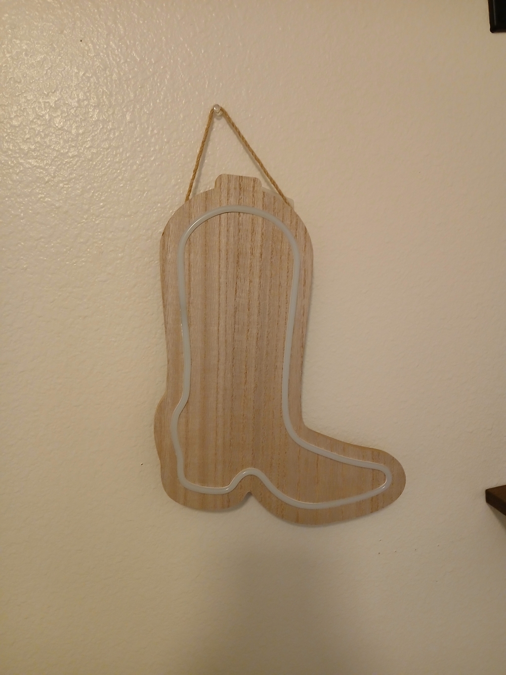 Wooden Cowboy Boot Wall Hanging - Natural Wood